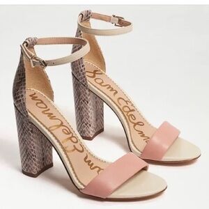Sam Edelman YARO BLOCK HEEL SANDAL - pink/rose snake print leather sz10.5